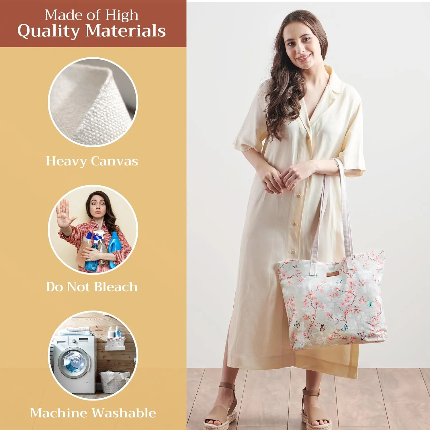 Maison d' Hermine Canvas Tote Bag 100% Cotton Canvas Reusable Shoulder Grocery Bag for Shopping Perfect for Men Women