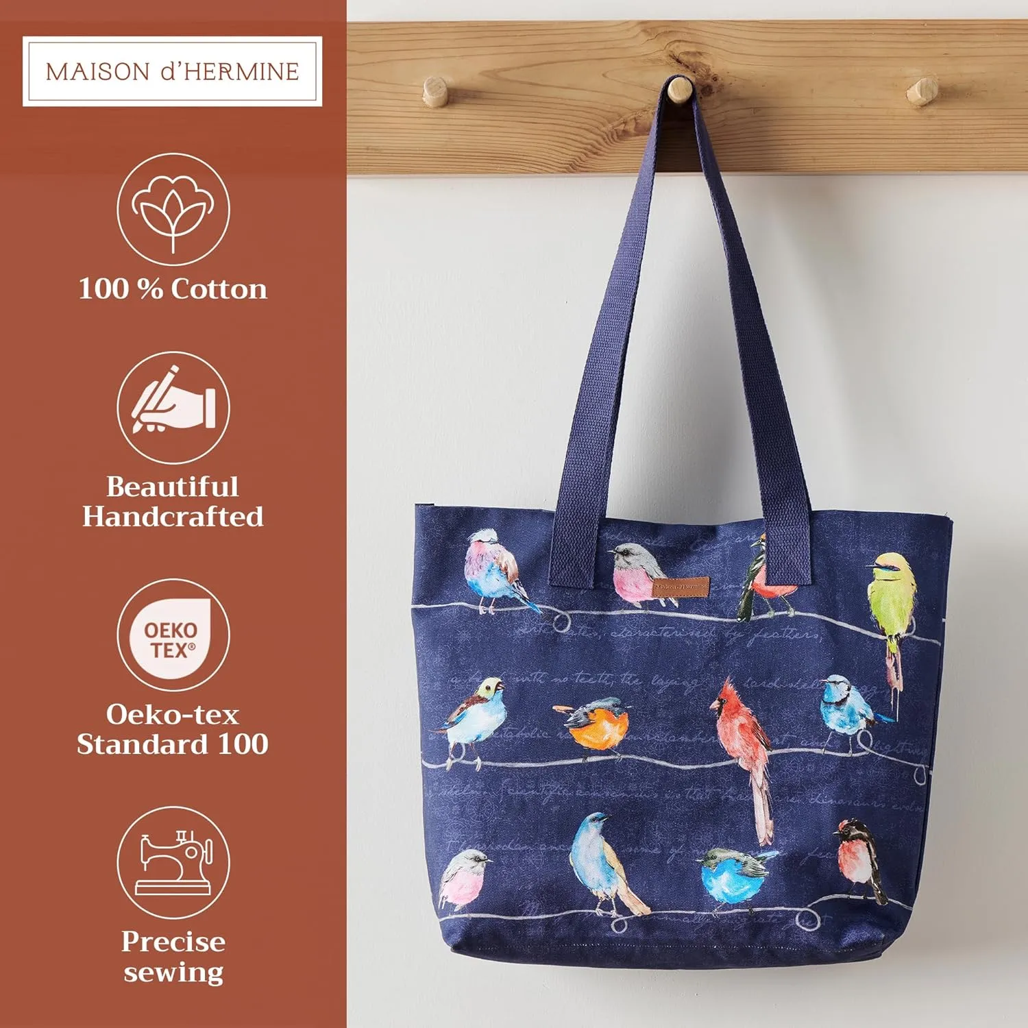 Maison d' Hermine Canvas Tote Bag 100% Cotton Canvas Reusable Shoulder Grocery Bag for Shopping Perfect for Men Women