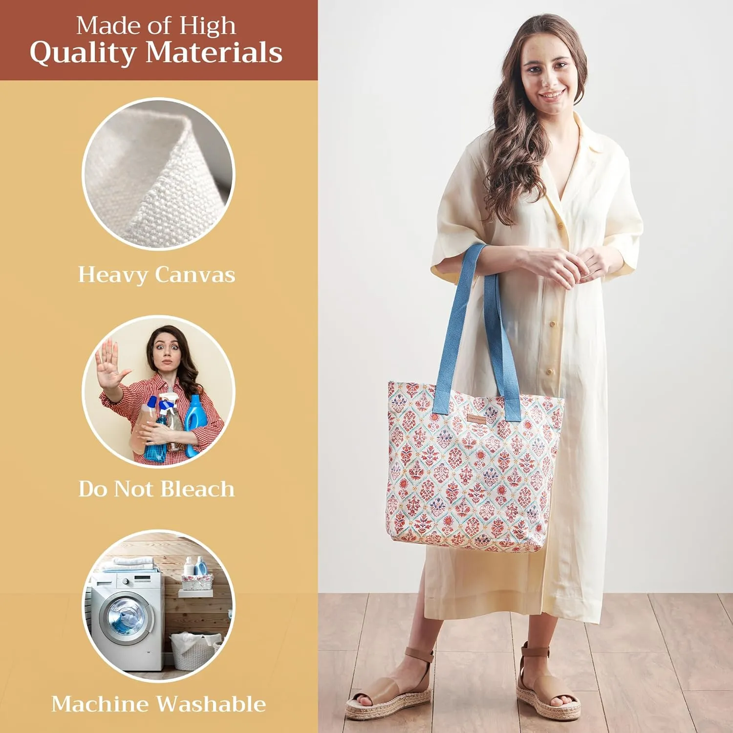 Maison d' Hermine Canvas Tote Bag 100% Cotton Canvas Reusable Shoulder Grocery Bag for Shopping Perfect for Men Women