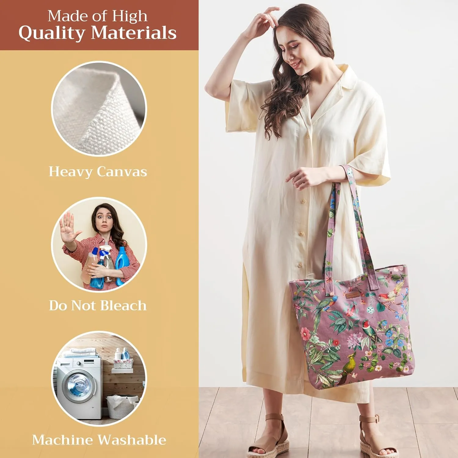 Maison d' Hermine Canvas Tote Bag 100% Cotton Canvas Reusable Shoulder Grocery Bag for Shopping Perfect for Men Women