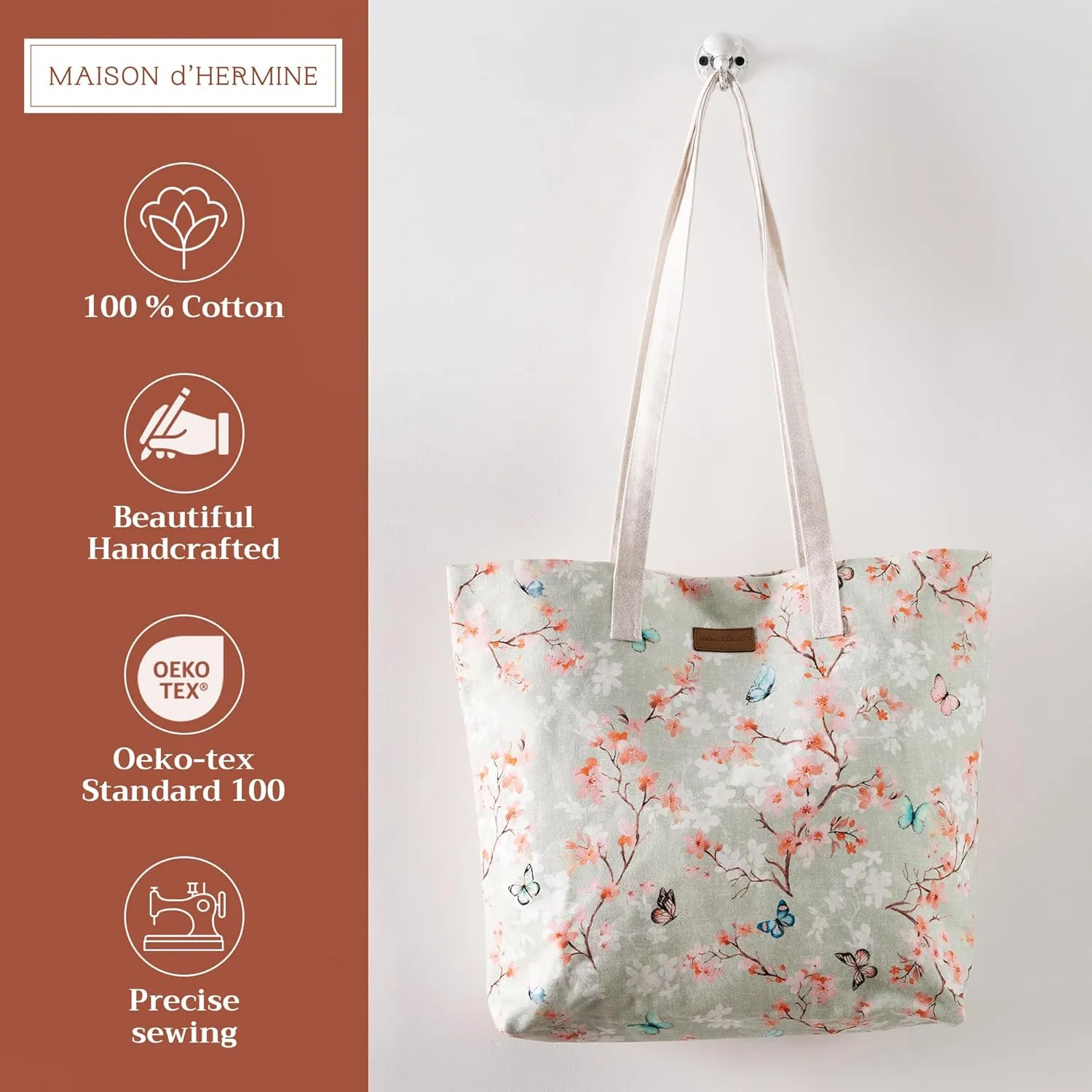 Maison d' Hermine Canvas Tote Bag 100% Cotton Canvas Reusable Shoulder Grocery Bag for Shopping Perfect for Men Women