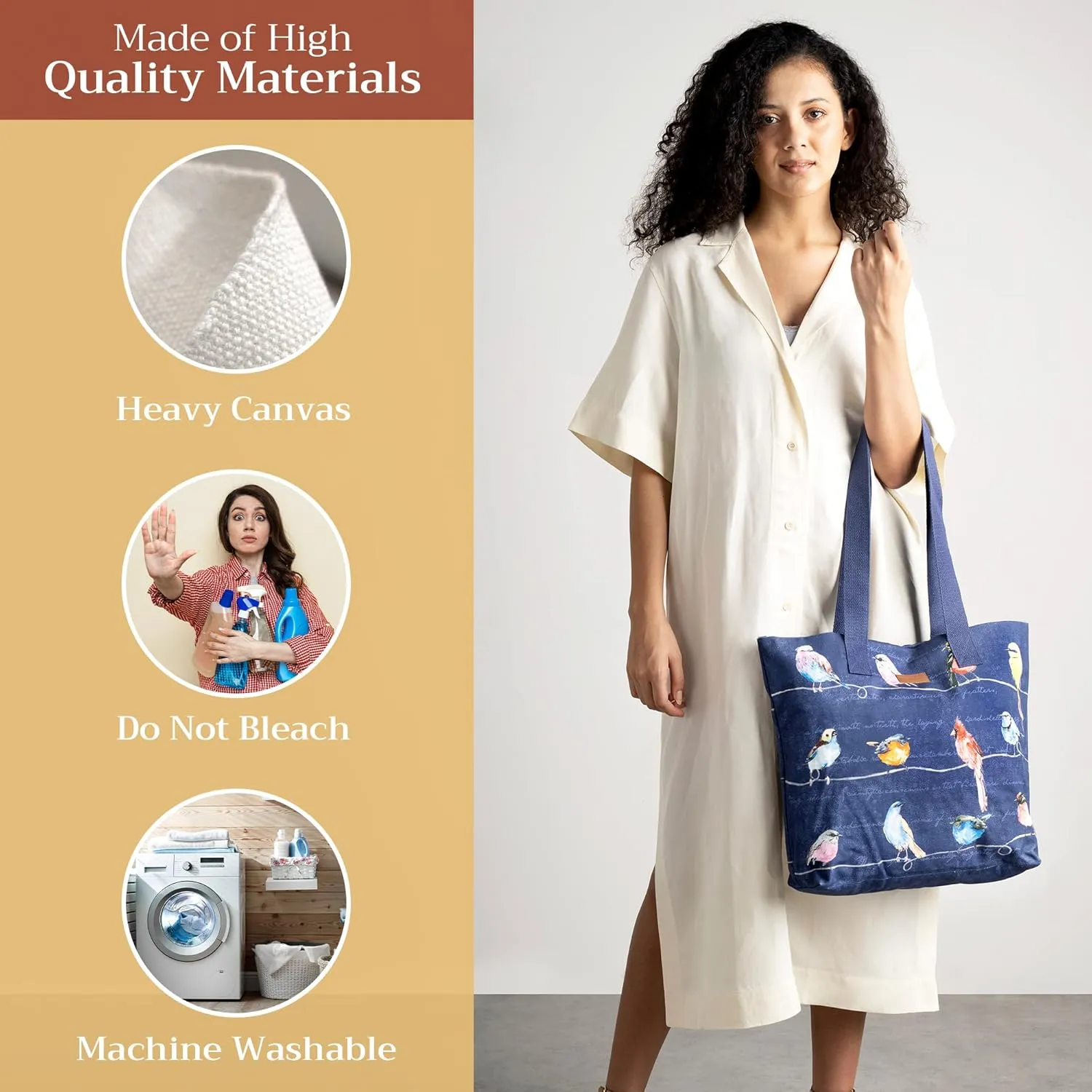 Maison d' Hermine Canvas Tote Bag 100% Cotton Canvas Reusable Shoulder Grocery Bag for Shopping Perfect for Men Women