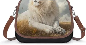 Majestic Lion Animal Crossbody Bags PU Leather Purses Shoulder Handbag with Adjustable Shoulder Strap
