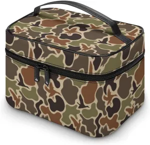 Makeup Bag Duck Hunter Camouflage Summer Cosmetic Bag for Women Beauty Zipper Makeup Organizer PU Leather Waterproof Toiletry Train Case