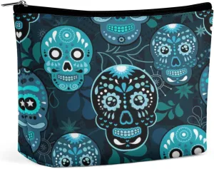 Makeup Bags Cosmetic Pouch Travel Zipper Cosmetic Organizer 3D Printed Toiletry Bag Printing Pencil Bag for Women Supplies Gifts (Mexican Sugar Skulls Day Of The Dead Floral)