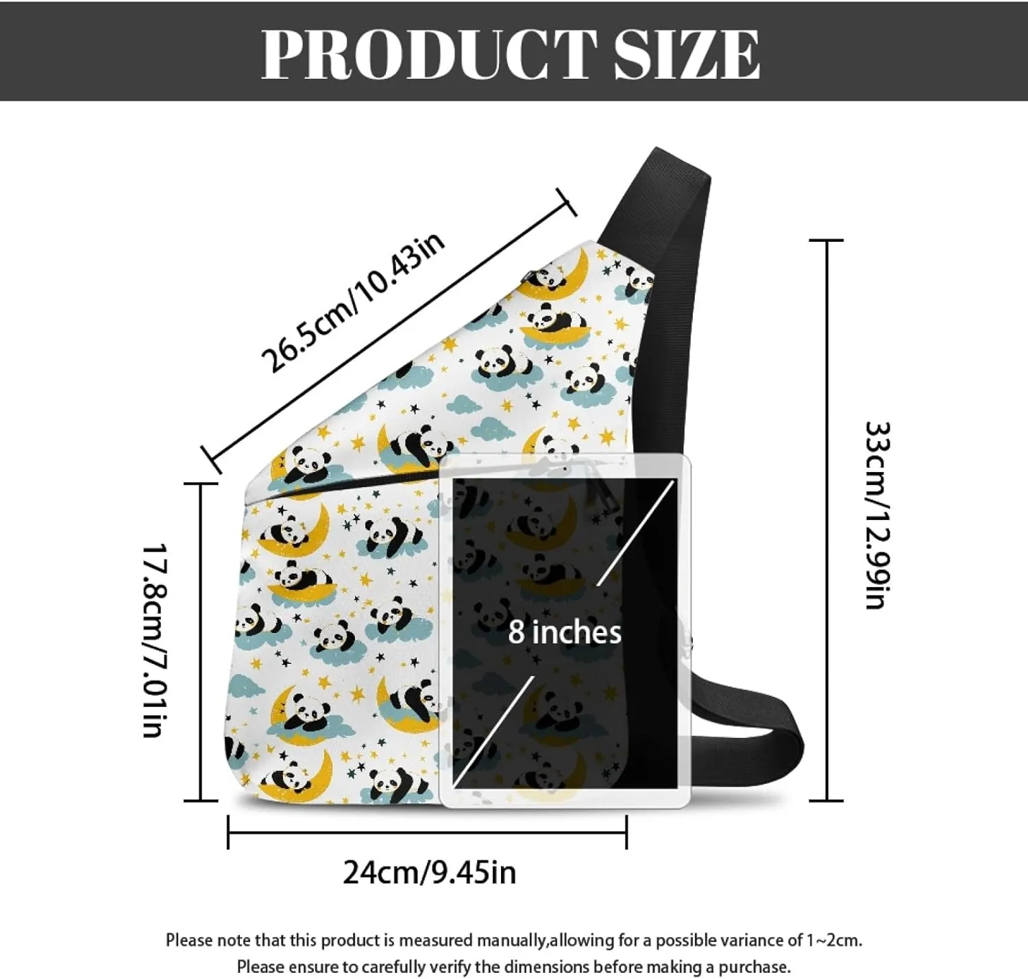Man Crossbody Bag Cartoon Panda Shoulder Bag for Men Star Moon Cross Body Bag for Father Multifunctional Sling Bag for Gentlemen Large Capacity Crossbody Purse for Walking
