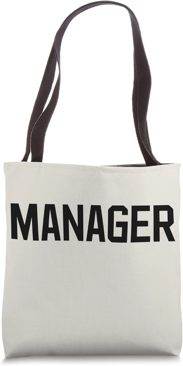 MANAGER Black Back Print Text Design for Leadership Roles Tote Bag