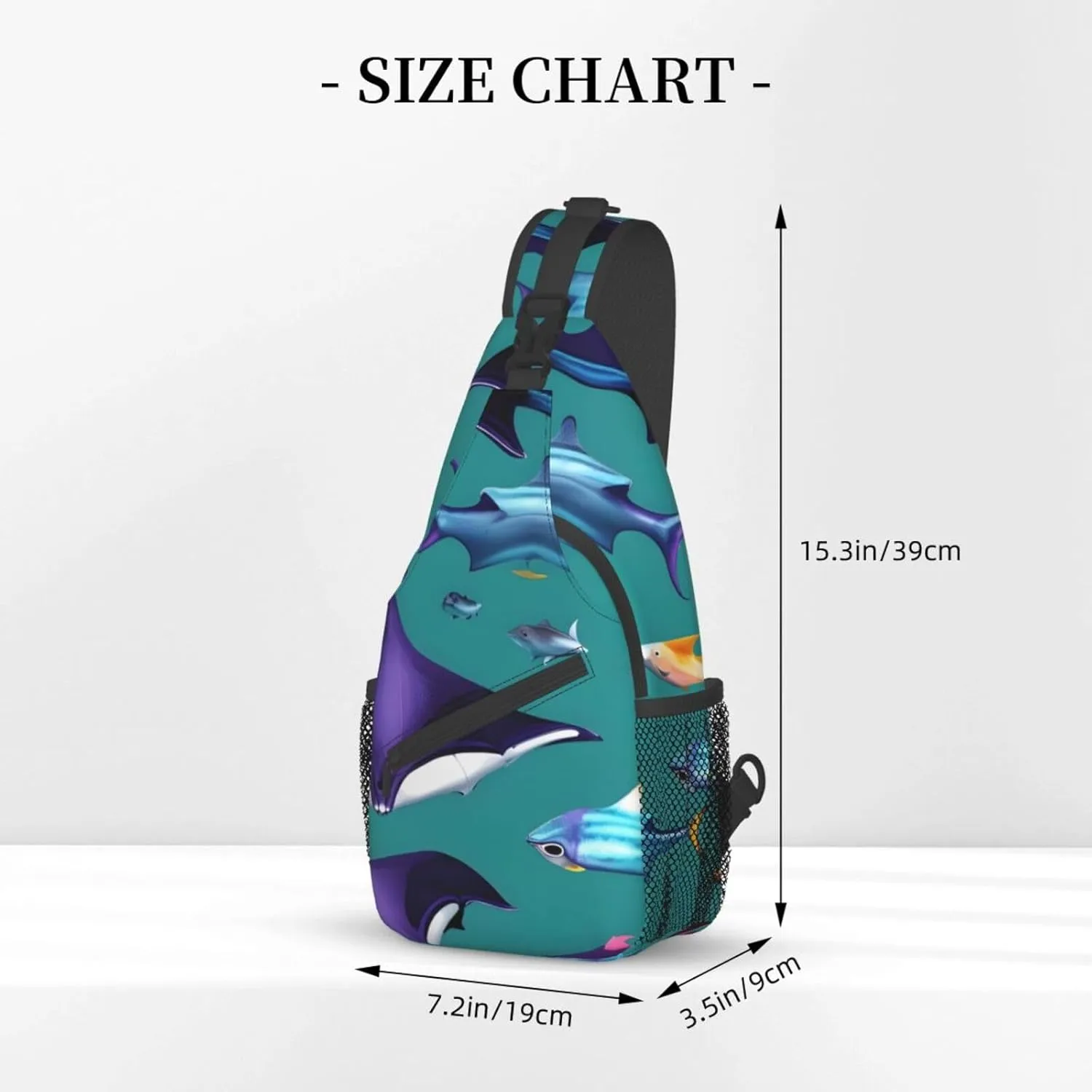 Manta Ray And Fishes Unisex Casual Diagonal Chest Bag,Multipurpose Crossbody Shoulder Bag Travel Hiking Daypack