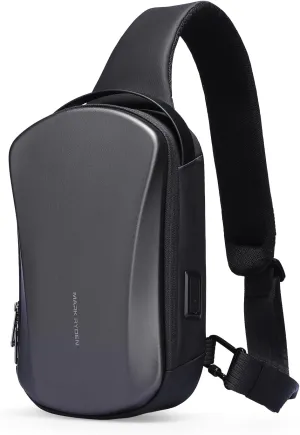 Mark Ryden Men's Hard Shell Sling Backpack with USB Charging Port, Waterproof Crossbody Bag for Travel, Gym & Commuting (Grey)