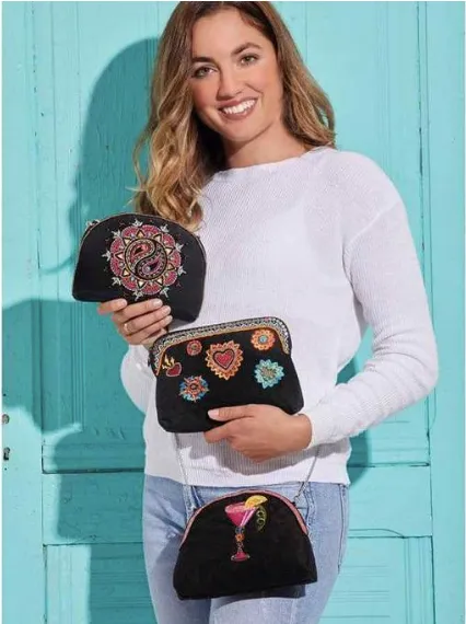 Mary Frances Balance Beaded Crossbody Makeup Bag