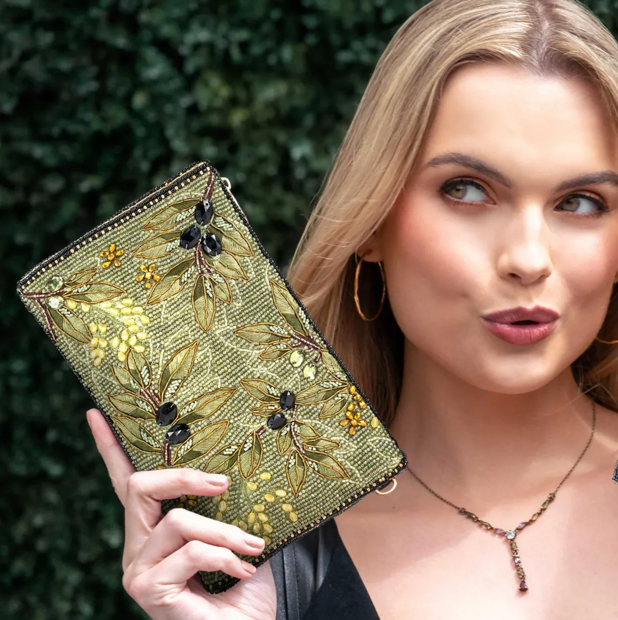 Mary Frances Olive Branch Crossbody Phone Bag