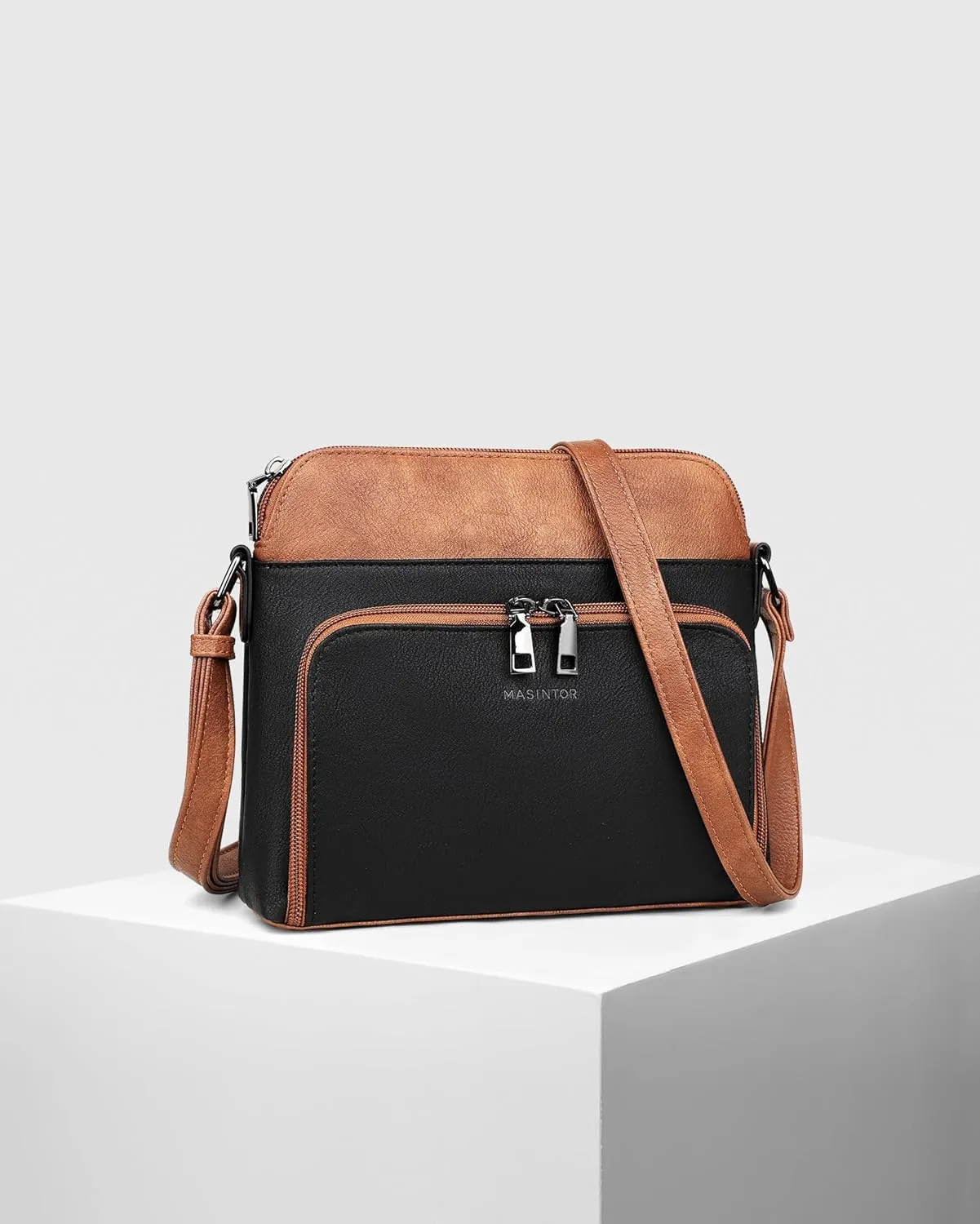 MASINTOR Crossbody Purse Bags for Women, Multi-Pocket Soft Leather Shoulder Purse with Tassel, Lightweight Travel Handbag