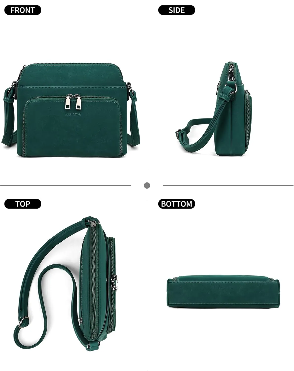MASINTOR Crossbody Purse Bags for Women, Multi-Pocket Soft Leather Shoulder Purse with Tassel, Lightweight Travel Handbag