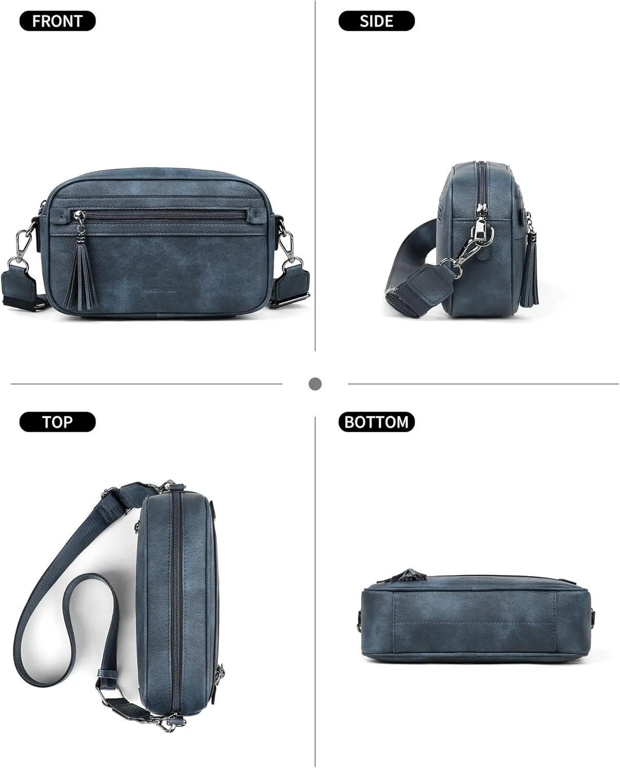 MASINTOR Crossbody Purses for Women Vegan Leather, Travel Purse Shoulder Handbag with Adjustable Strap and Tassel