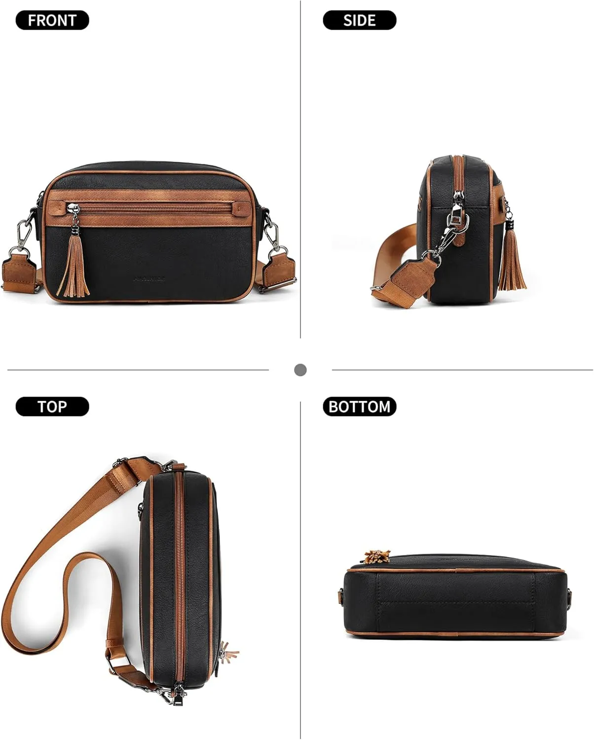 MASINTOR Crossbody Purses for Women Vegan Leather, Travel Purse Shoulder Handbag with Adjustable Strap and Tassel