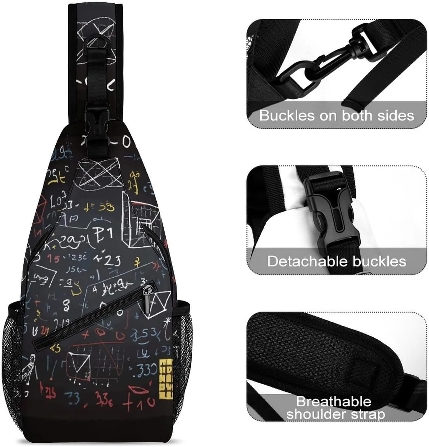 Mathematics And Physics Crossbody Small Sling Backpack Sling Bag for Women Men Travel Hiking Chest Bag Daypack
