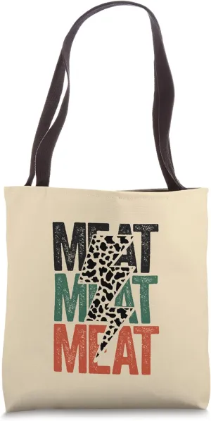 Meat Cow Print Carnivore Diet Meat Eater Beef Lover Tote Bag