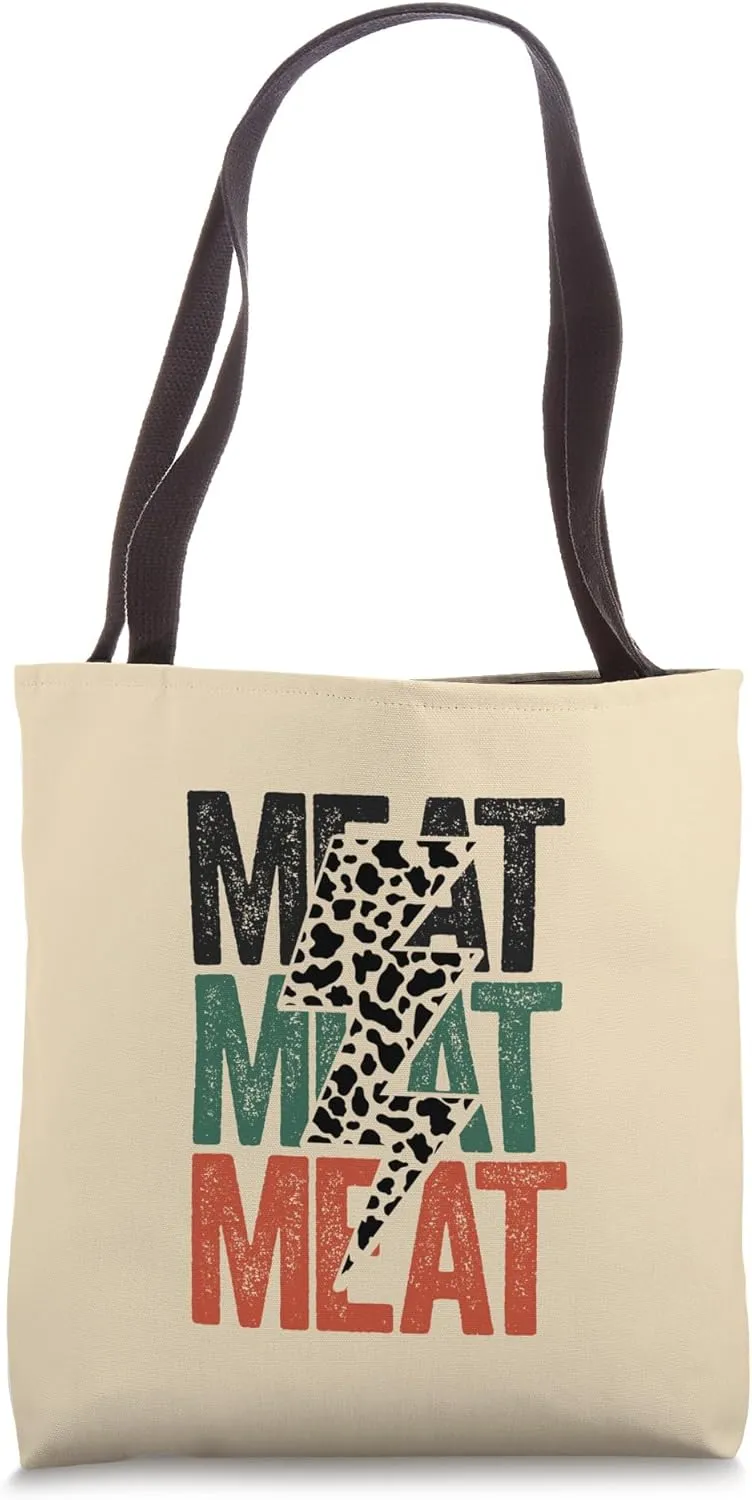 Meat Cow Print Carnivore Diet Meat Eater Beef Lover Tote Bag