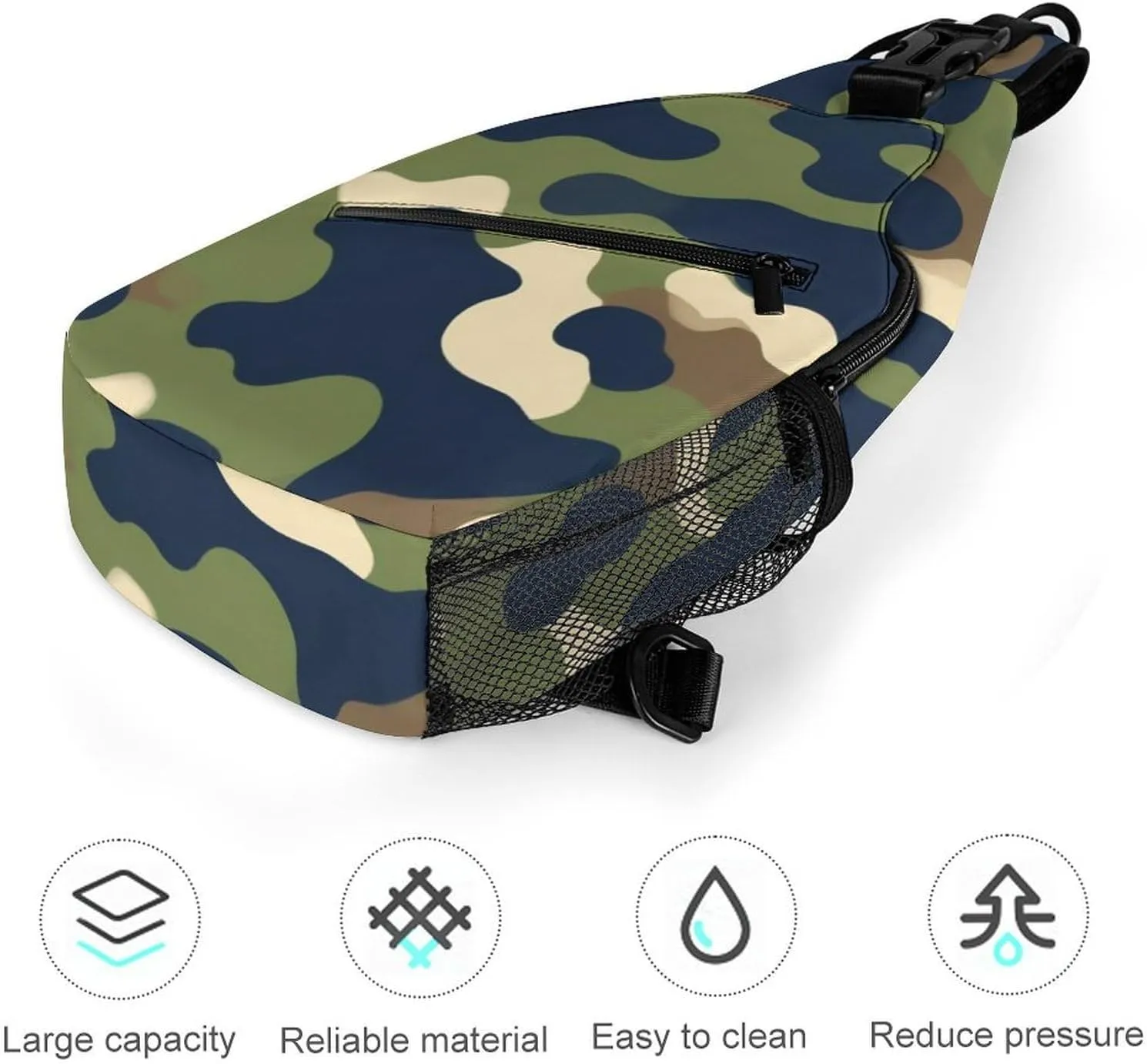 Men & Women Sling Backpack Casual Carrying Tote Case Crossbody Travel Bag - Multipurpose Anti-Theft Tote Bags, Army Green Camouflage Vietnam Tiger Stripe Camo Small Crossbody Chest Rucksack