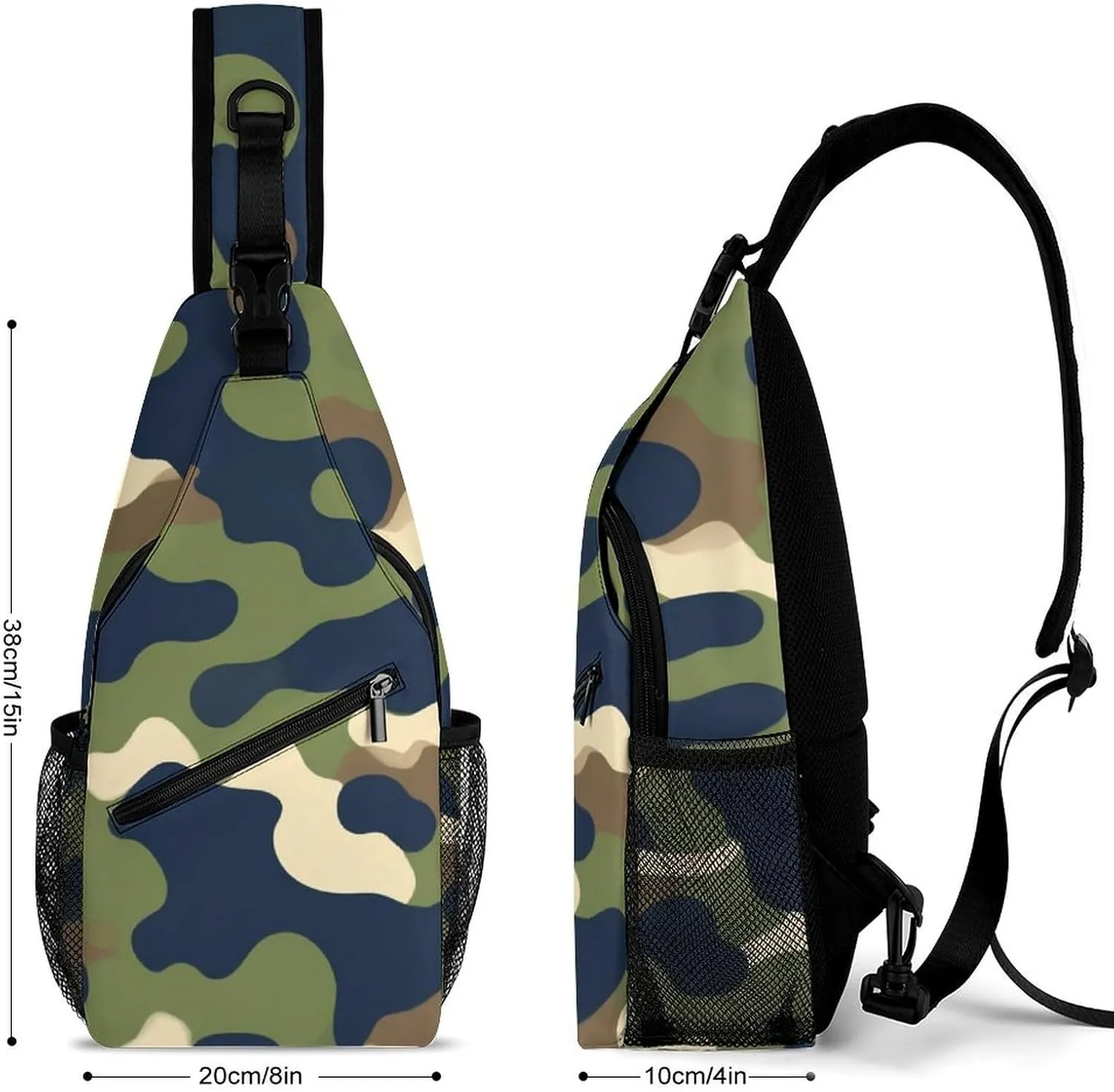 Men & Women Sling Backpack Casual Carrying Tote Case Crossbody Travel Bag - Multipurpose Anti-Theft Tote Bags, Army Green Camouflage Vietnam Tiger Stripe Camo Small Crossbody Chest Rucksack