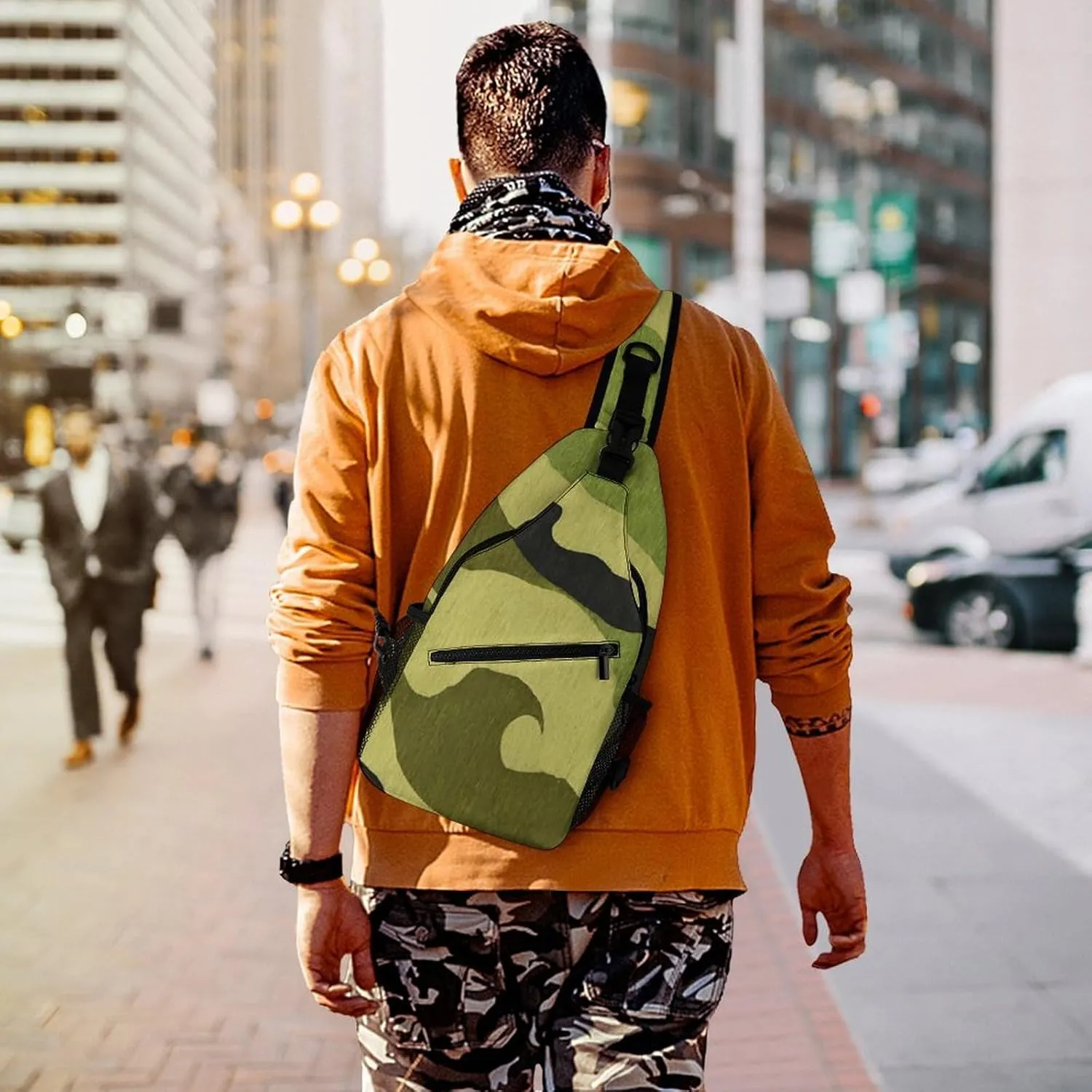 Men & Women Travel Backpack Camping Outdoor Bag, Army Camouflage 3D Print Sling Bag Backpack Daypack for Swimming Running Cycling Biking Camping - Breathable Bookbag