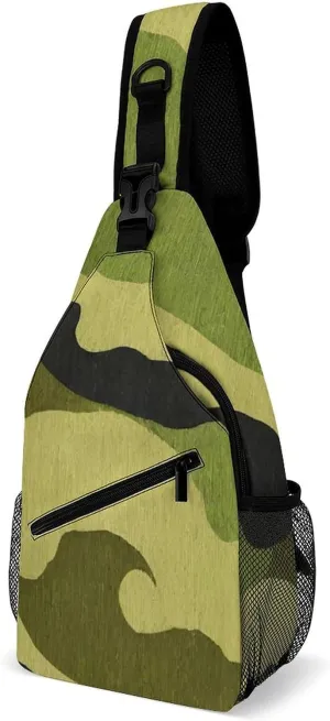Men & Women Travel Backpack Camping Outdoor Bag, Army Camouflage 3D Print Sling Bag Backpack Daypack for Swimming Running Cycling Biking Camping - Breathable Bookbag