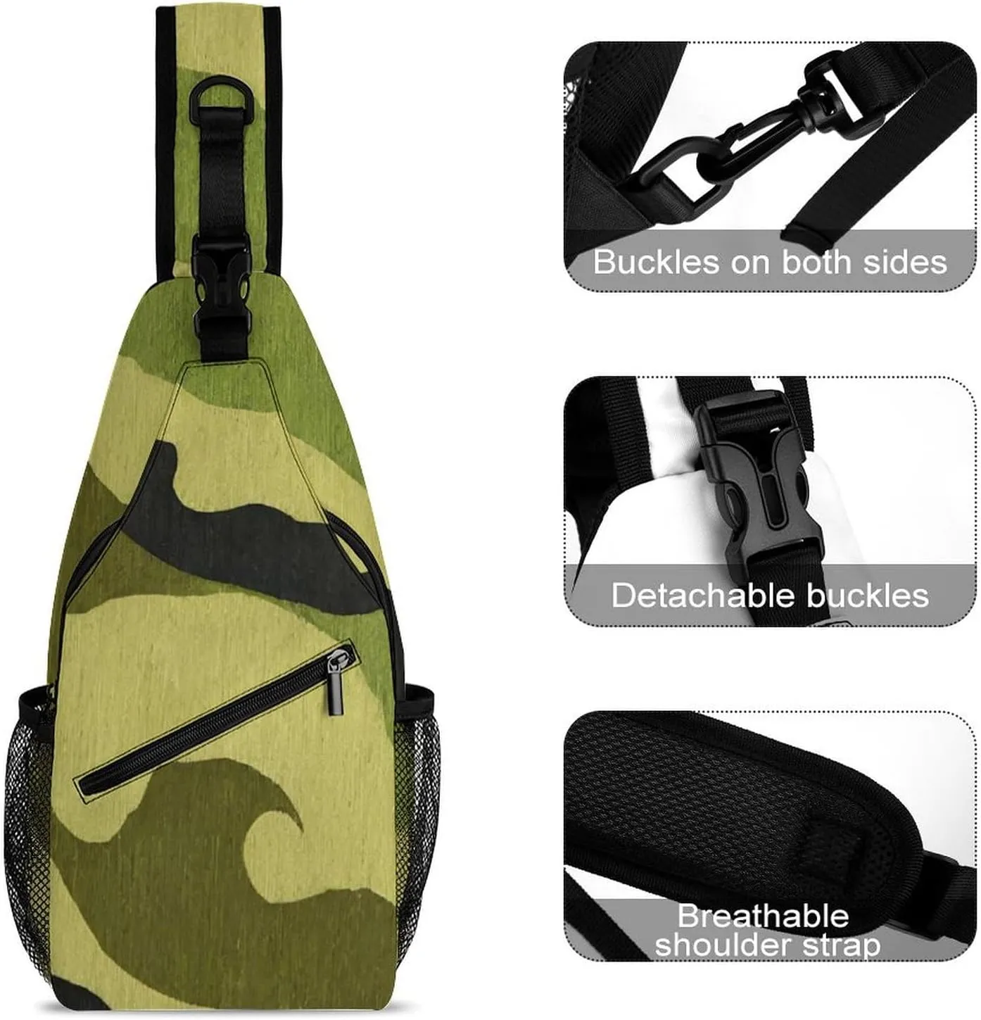 Men & Women Travel Backpack Camping Outdoor Bag, Army Camouflage 3D Print Sling Bag Backpack Daypack for Swimming Running Cycling Biking Camping - Breathable Bookbag