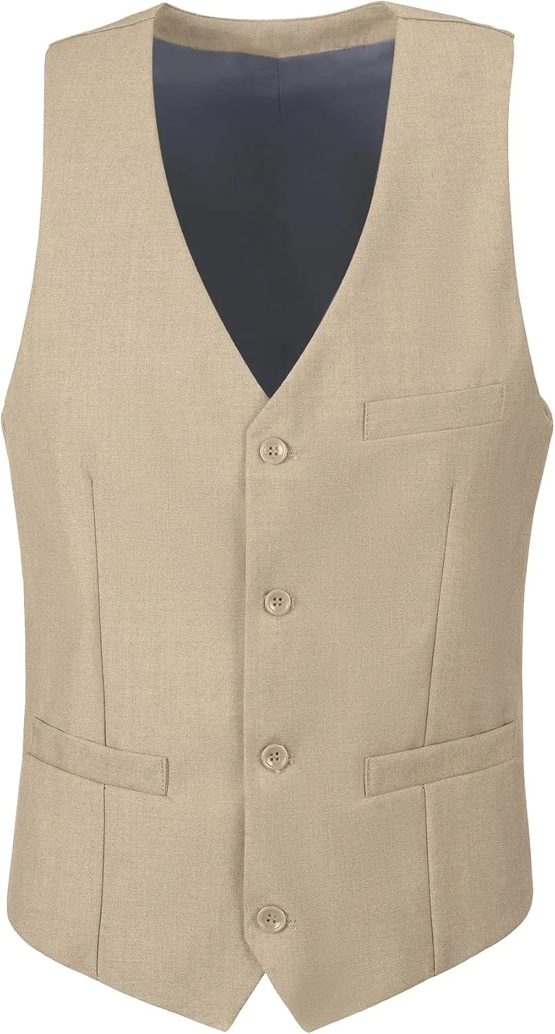 Mens 3 Piece Slim Fit Suit Set, 2 Button Solid Blazer Jacket Vest Pants Business Tuxedo