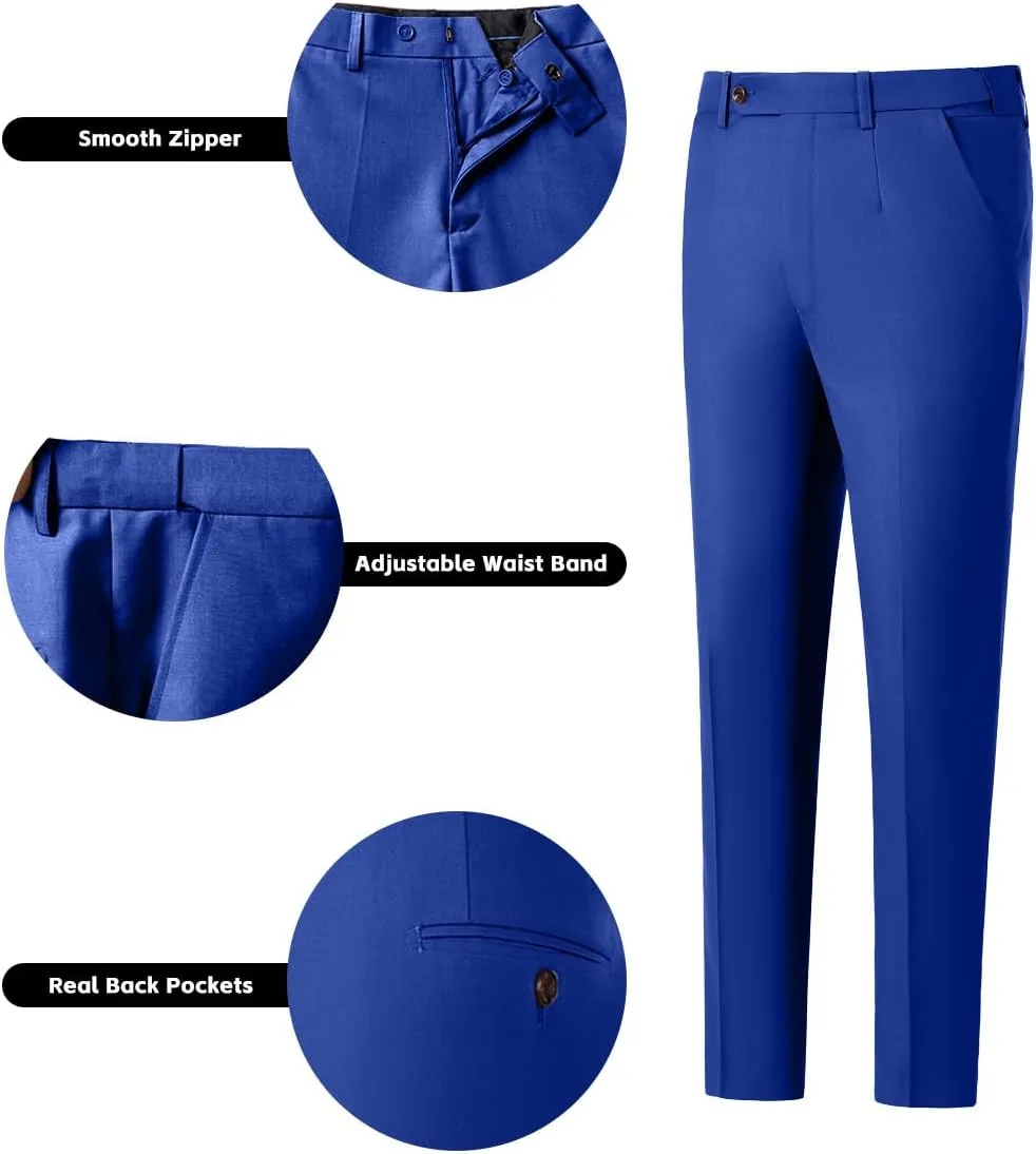 Mens 3 Piece Slim Fit Suit Set, Double Breasted Blazer Vest Pants Business Tuxedo Dress