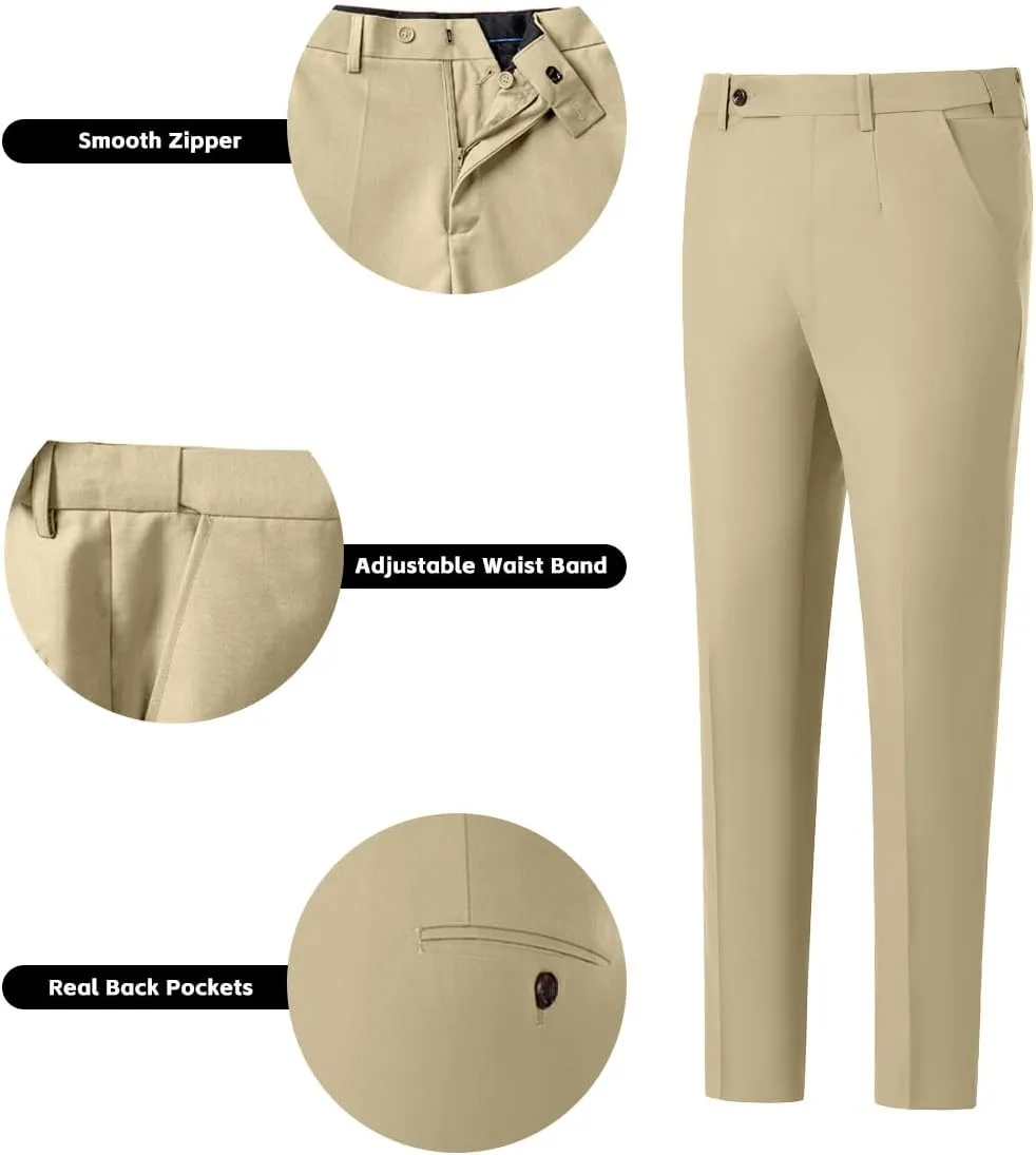 Mens 3 Piece Slim Fit Suit Set, Double Breasted Blazer Vest Pants Business Tuxedo Dress