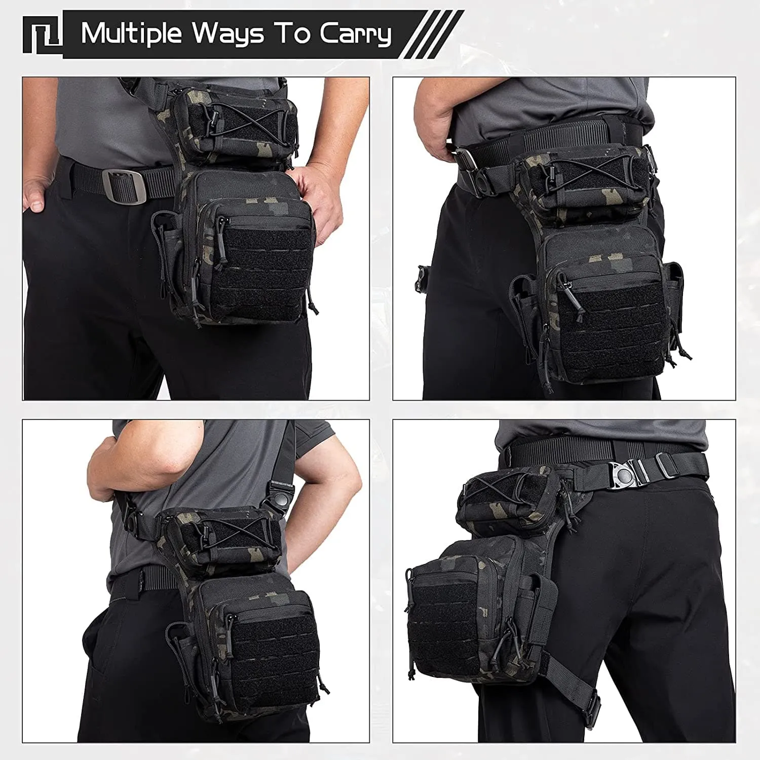 Men's Military Tactical Thigh Pack Pouch: Durable Drop Leg Bag for Outdoor Use