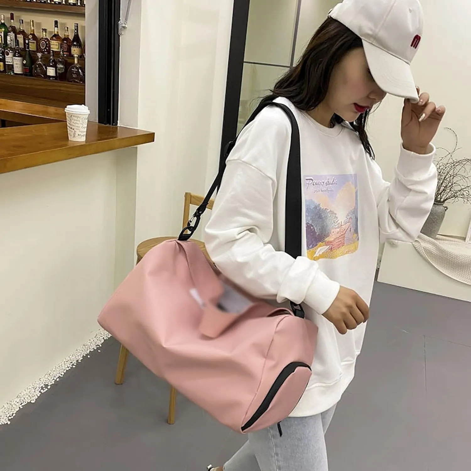 Mens Womens Sports Gym Bag Waterproof Cylinder Shoulder Outdoor Swimming Travelling Handbag