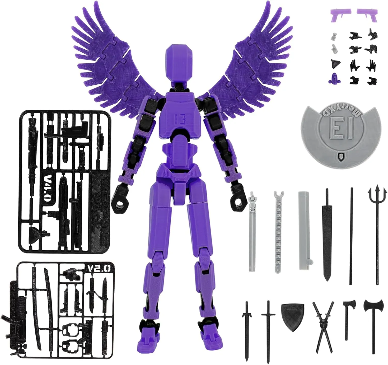 MerryXD T13 Action Figure,Assembly Completed Dummy Nova Titan Lucky 13 Action Figure 3D Printed Multi-Jointed Movable Toy Purple