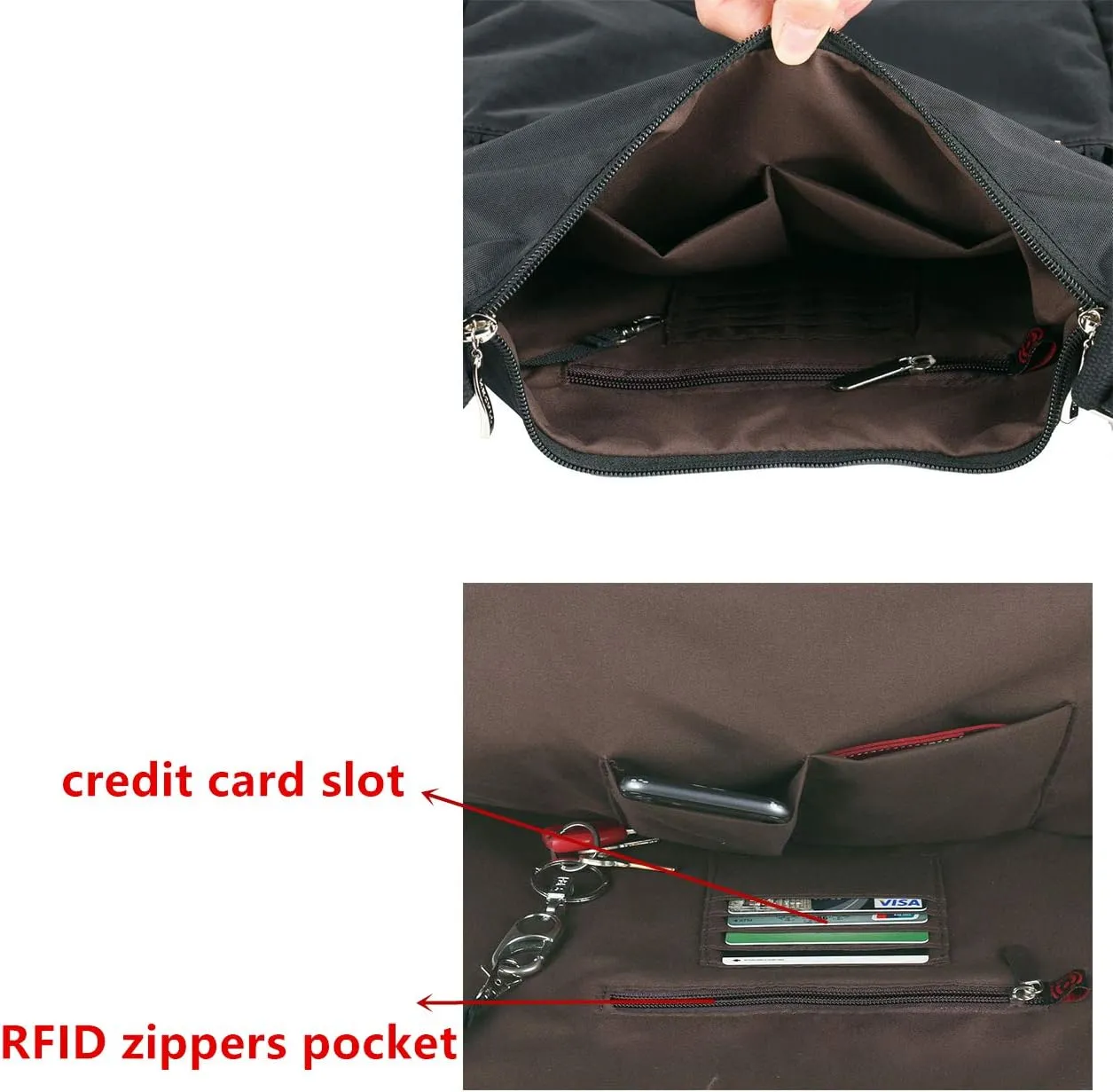 MHCNLL Anti Theft Crossbody Purse RFID Women Nylon Waterproof Lightweight Shoulder Bag