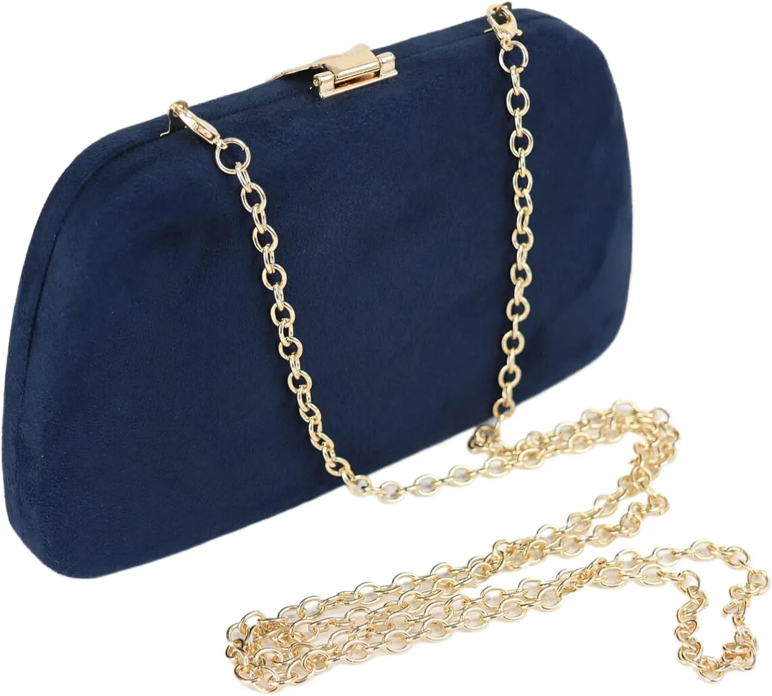 Milisente Clutch Purses For Women, Solid Suede Evening Clutch Bag Shoulder Bag With Metallic Leaves Clasp