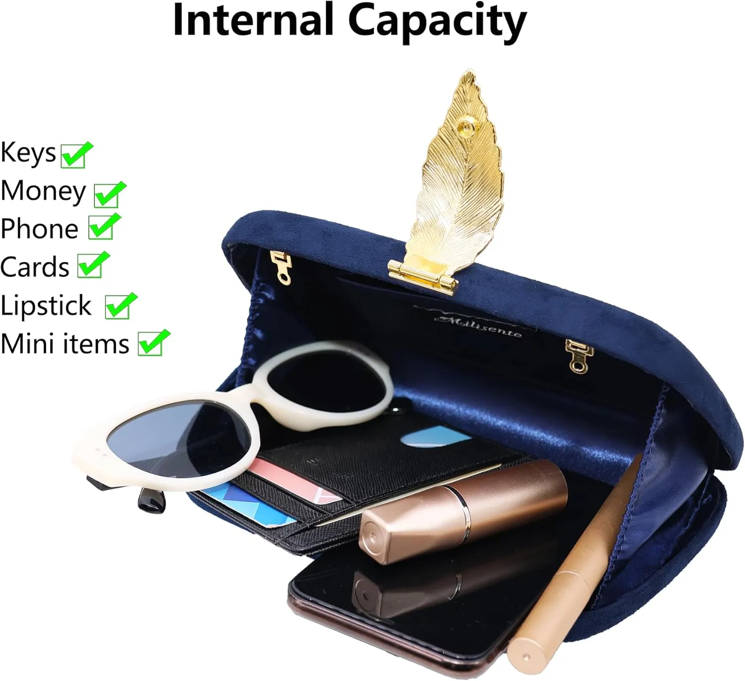 Milisente Clutch Purses For Women, Solid Suede Evening Clutch Bag Shoulder Bag With Metallic Leaves Clasp