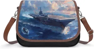 Military USS Battleship Printed Women's Crossbody Bags Novelty Purse Handbag Shoulder Bag For Women