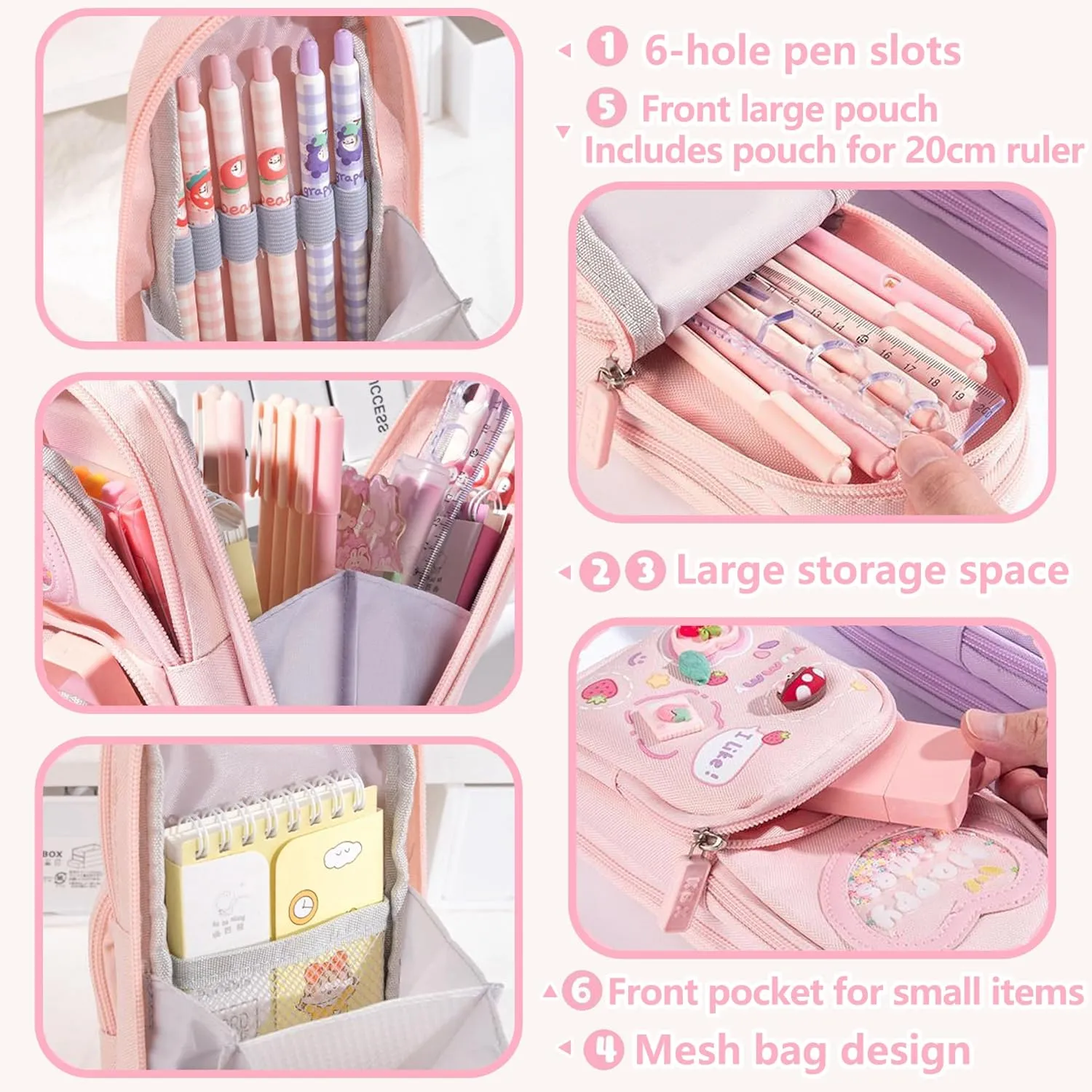 Mini Backpack Pencil Case Art Marker Storage Canvas Makeup Pocket Small Gadget Bag Organizer Random Free of Highlighters (Pink)