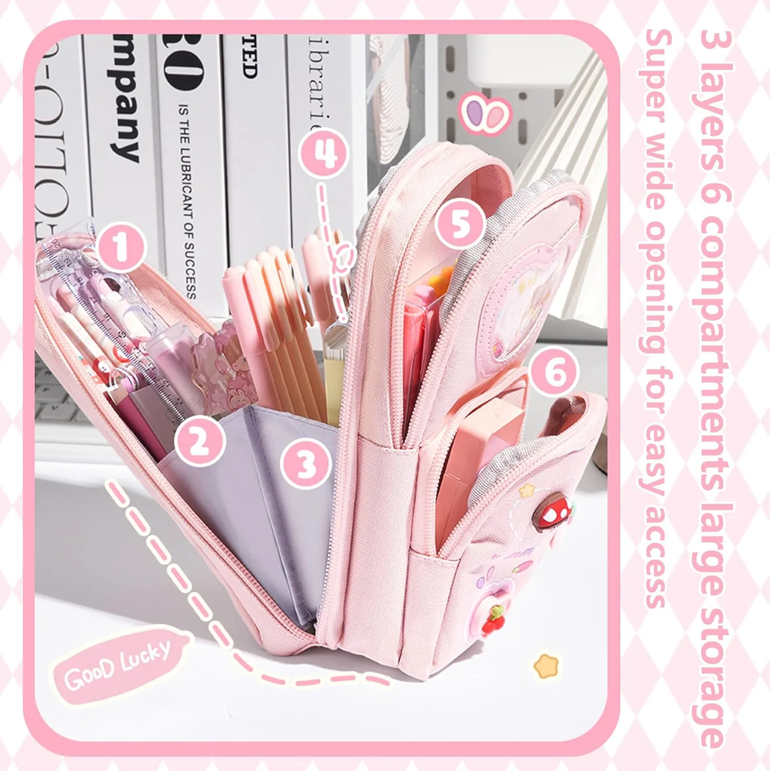 Mini Backpack Pencil Case Art Marker Storage Canvas Makeup Pocket Small Gadget Bag Organizer Random Free of Highlighters (Pink)