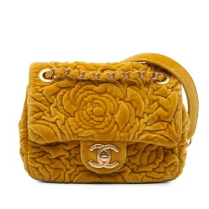 Mini Square Velvet Camellia Embossed Flap