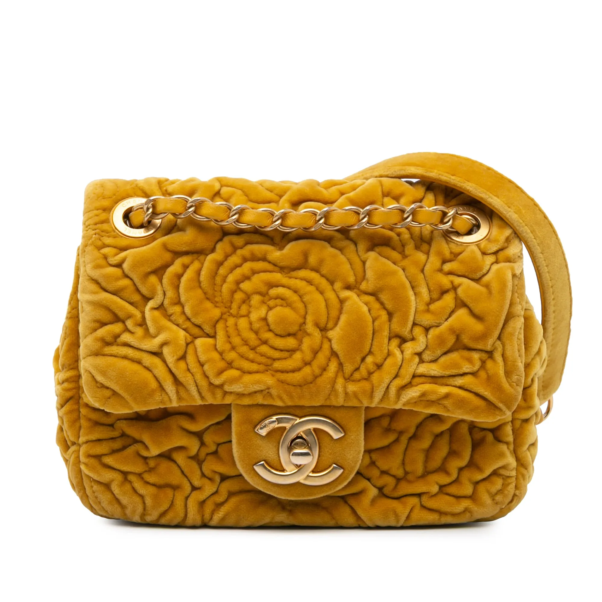 Mini Square Velvet Camellia Embossed Flap