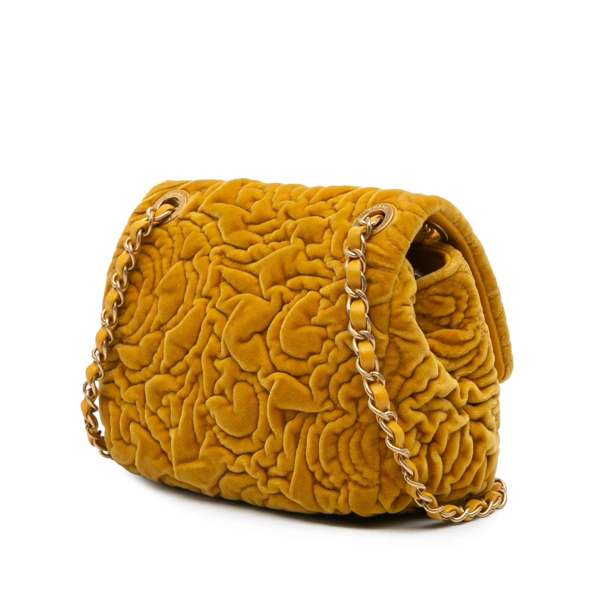 Mini Square Velvet Camellia Embossed Flap