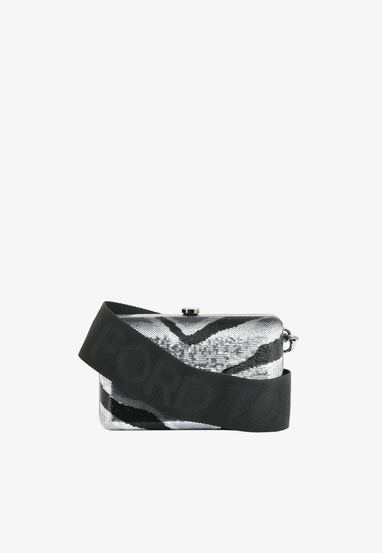 Mini TF Crystal-Embellished Box Clutch with Dual Straps