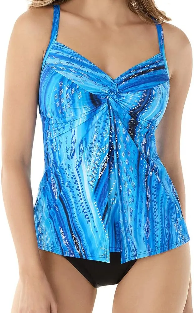 Miraclesuit Women's DD-Cup Swimwear Love Knot Tummy Control Underwire Bra Tankini Top Separate