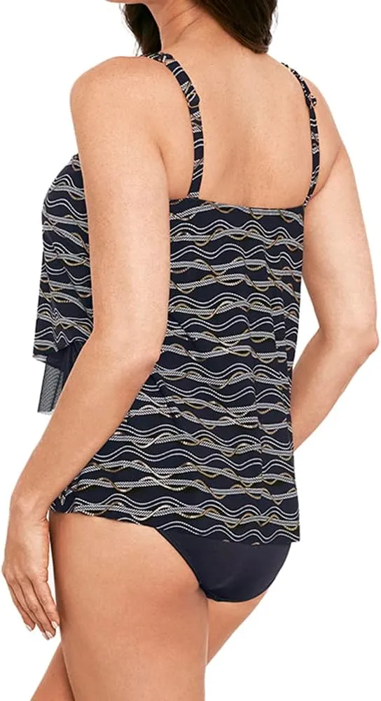 Miraclesuit Women's Plus Size Swimwear Linked In Mirage High Neckline Underwire Bra Tankini Top
