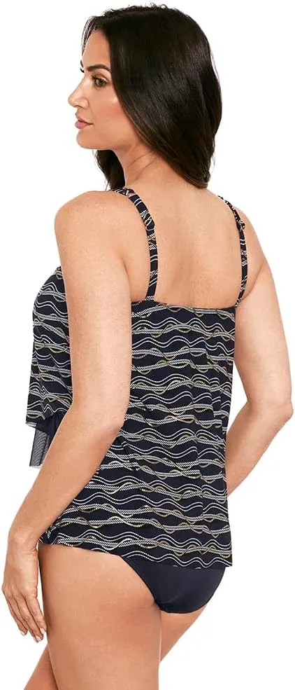 Miraclesuit Women's Plus Size Swimwear Linked In Mirage High Neckline Underwire Bra Tankini Top