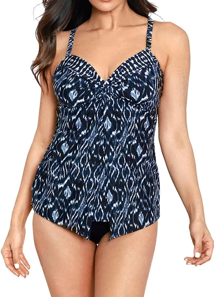 Miraclesuit Women's Plus Size Swimwear Palatium Love Knot Tummy Control Underwire Tankini Top