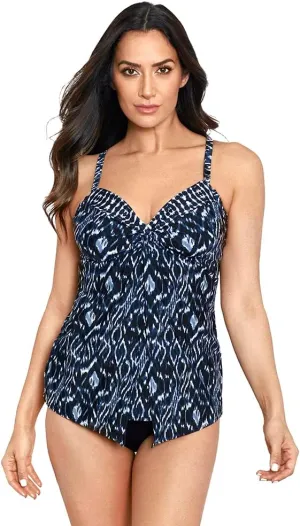 Miraclesuit Women's Plus Size Swimwear Palatium Love Knot Tummy Control Underwire Tankini Top
