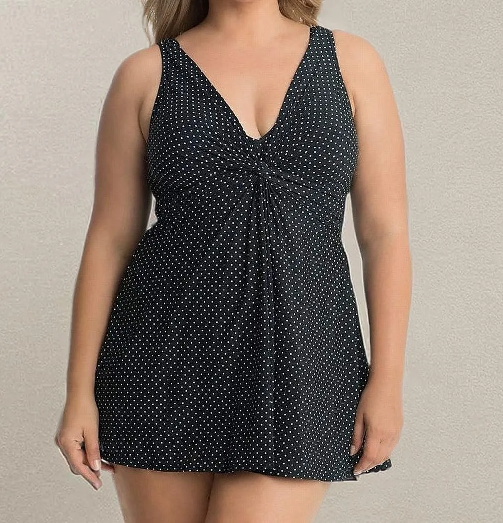 Miraclesuit Women's Plus Size Swimwear Pin Point Marais One Piece Swimdress