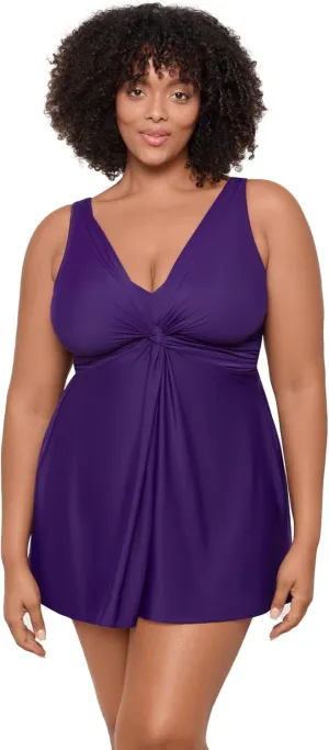 Miraclesuit Women's Plus Size Swimwear Pin Point Marais One Piece Swimdress